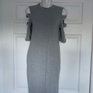 Grey cutout sleeve midi dress